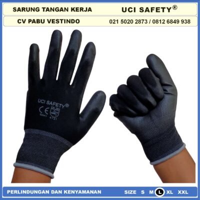Sarung Tangan Satpam Karet Coating Karet Uci Safety Industri Pabrik