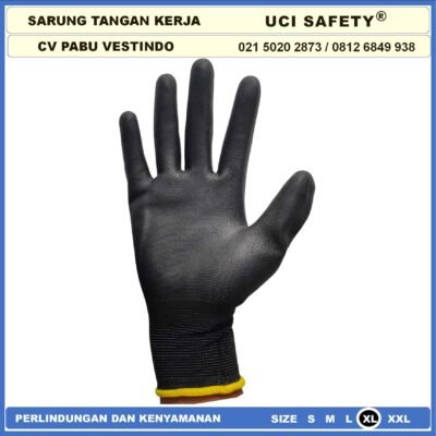 Sarung Tangan Uci Safety Proyek Satpam Dilapisi Karet Industri Pabrik - Gambar 3