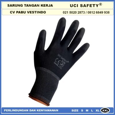 Sarung Tangan Uci Safety Safety Gloves Security Satpam Anti Slip - Gambar 3