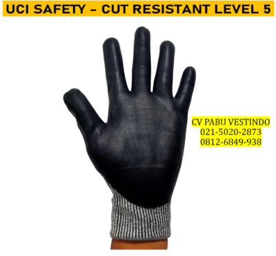 Nitril hitam Cut Resistant Level 5 Sarung Tangan kerja Uci Safety - Gambar 4
