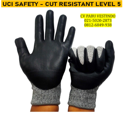 Nitril hitam Cut Resistant Level 5 Sarung Tangan kerja Uci Safety - Gambar 13