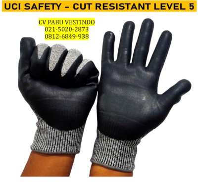 Nitril hitam Cut Resistant Level 5 Sarung Tangan kerja Uci Safety - Gambar 14