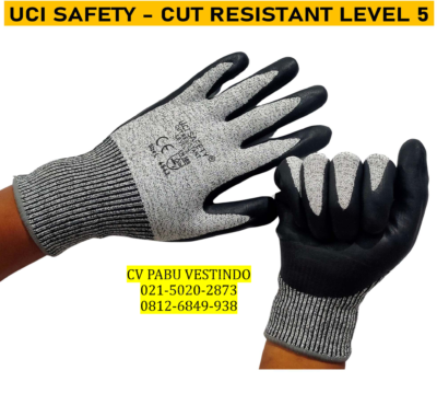 Nitril hitam Cut Resistant Level 5 Sarung Tangan kerja Uci Safety - Gambar 15