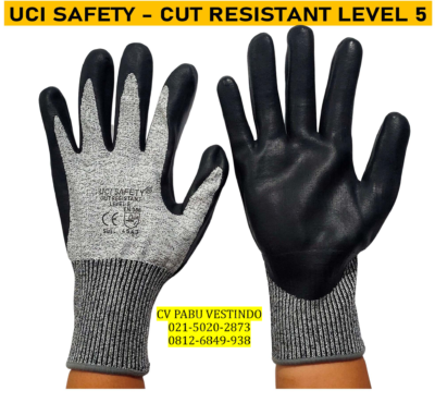 Nitril hitam Cut Resistant Level 5 Sarung Tangan kerja Uci Safety - Gambar 17