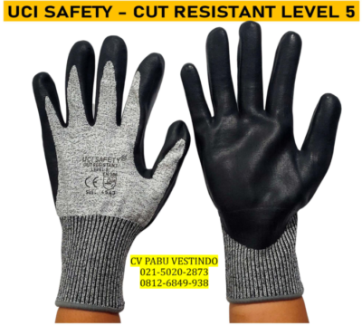 Sarung Tangan Nitrile lapis telapak anti pisau level 5 merk uci safety - Gambar 6