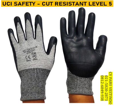 Nitril hitam Cut Resistant Level 5 Sarung Tangan kerja Uci Safety - Gambar 18