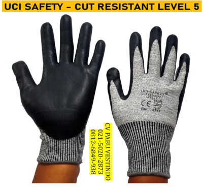 Nitril hitam Cut Resistant Level 5 Sarung Tangan kerja Uci Safety
