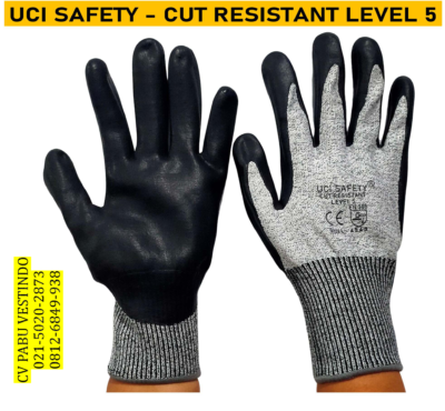 Nitril hitam Cut Resistant Level 5 Sarung Tangan kerja Uci Safety - Gambar 28