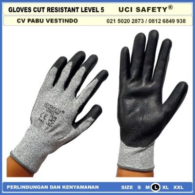 Uci Safety Tebal Motor, Berkebun, Mekanik, Bengkel, Tukang Sarung Tangan 4543 Karet Polyurethane Sarung Tangan Anti Potong Anti Sayat Cut Resistant - Gambar 6