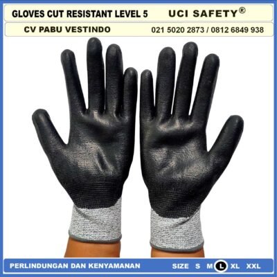 Sarung tangan safety industri proyek anti cut karet tukang motor - Gambar 10