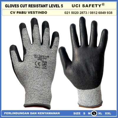 Anti Potong Cut Resistant Anti Benda Tajam Anti Gores Anti Licin Anti Slip Anti Iris Telapak Tangan dilapisi karet Pengaman kerja Safety Gloves Kontruksi Welding Proyek bengkel Level 5 - Gambar 3