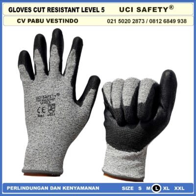 Coating Karet Telapak Tangan dilapisi karet Warna Abu Abu Pengaman kerja Sarung Tangan uci Safety Kerja Safety Gloves Kawat Besi Baja Kaca Pabrik industri Kontruksi Welding Proyek bengkel tambang multifungsi - Gambar 8