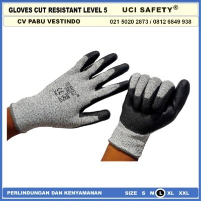 Sarung Tangan Safety Kerja Kawat Besi Baja Kaca Pabrik industri Ukuran M & L Uci Safety Mekanik, Motor, Berkebun, Bengkel, Tukang Anti Potong Cut Resistant Anti Benda Tajam Anti Pisau Potong Hand Gloves - Gambar 9