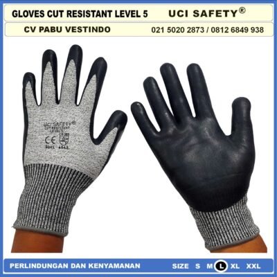 Ukuran M & L Sarung Tangan Safety Kerja Kawat Besi Baja Kaca Pabrik industri Ukuran M & L Uci Safety Mekanik, Motor, Berkebun, Bengkel, Tukang Sarung Tangan Anti Sayat safety Gloves Anti Benda Tajam - Gambar 3