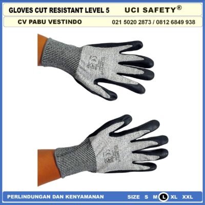 Cut Resistant Gloves Uci Safety Sarung Tangan Anti Pisau karet - Gambar 8