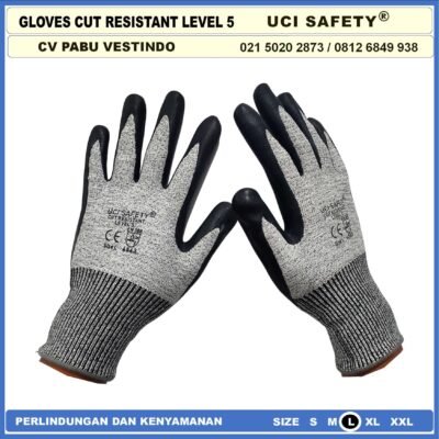 Cut Resistant Karet Polyurethane Anti Potong Cut Resistant Anti Benda Tajam Hand Gloves Coating Karet Warna Abu Abu Sarung Tangan Safety Kerja Safety Gloves - Gambar 6