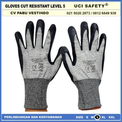 Anti Potong Mekanik, Motor, Berkebun, Bengkel, Tukang Karet Polyurethane Anti Potong Cut Resistant Anti Pisau Potong Hand Gloves Coating Karet Warna Abu Abu Pengaman kerja - Gambar 6