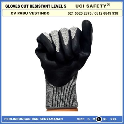 Ukuran M & L Level 5 Uci Safety Tebal Motor, Berkebun, Mekanik, Bengkel, Tukang Sarung Tangan 4543 Karet Polyurethane Sarung Tangan anti pisau potong - Gambar 2