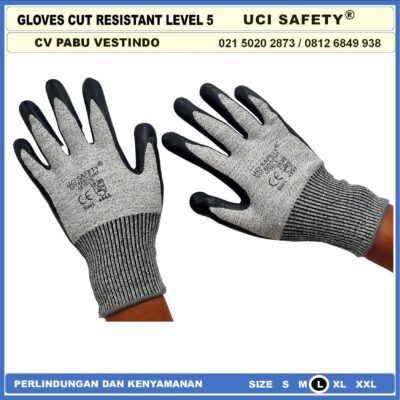 Tebal Sarung Tangan 4543 Sarung Tangan Anti Potong Coating Karet - Gambar 6
