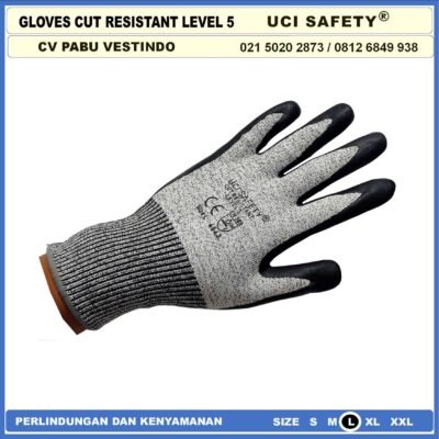 Uci Safety Sarung Tangan 4543 Sarung Tangan Coating Karet potong pisau - Gambar 4