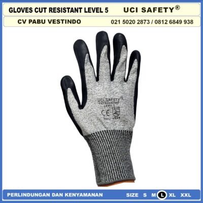 Uci Safety Tebal Motor, Berkebun, Mekanik, Bengkel, Tukang Sarung Tangan 4543 Karet Polyurethane Sarung Tangan Anti Potong Anti Sayat Cut Resistant - Gambar 2