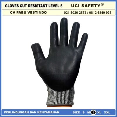 Uci Safety Tebal Motor, Berkebun, Mekanik, Bengkel, Tukang Sarung Tangan 4543 Karet Polyurethane Sarung Tangan Anti Potong Anti Sayat Berkualitas - Gambar 6