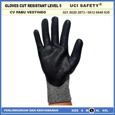 Cut Resistant Gloves Uci Safety Sarung Tangan Anti Pisau karet - Gambar 4
