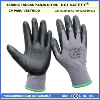 safety Gloves Pengaman kerja  Security Hitam Black Kerja Proyek Nitril Sarung Tangan Greasy Electrical