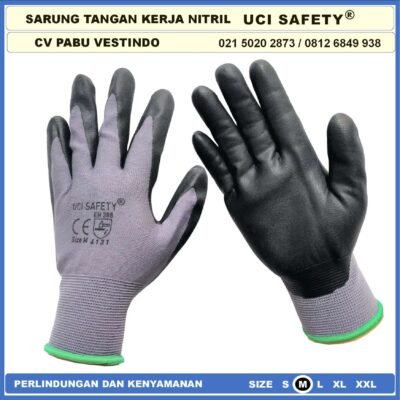 safety Gloves Hitam Black Bagunan Pertambangan Mekanik Pengaman kerja  Work Glove Multitask Nitril Perkebunan - Gambar 6