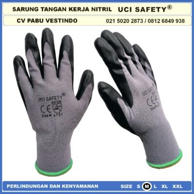 safety Gloves Mechanical Hitam Black Nitrile Bengkel Safety Kerja k3 Hse Coating Nitril Kerja Nitril - Gambar 6