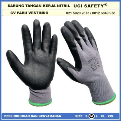 Uci Safety engineering Multi Purpose Hitam Black Tukang Ukuran M L XL Security Mechanical Nitril Nitrile - Gambar 6