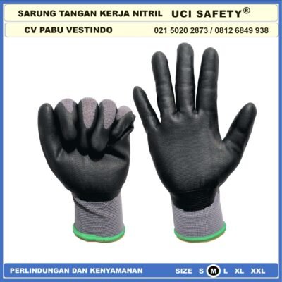 safety Gloves Mekanik Berkebun Hitam Black Work Glove Multitask Nitril Bengkel Anti Slip Hand Gloves - Gambar 6
