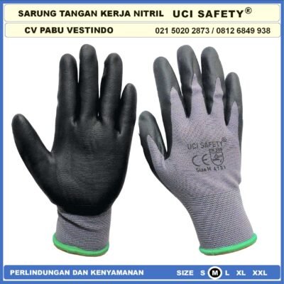 safety Gloves Bengkel Hitam Black Safety Kerja k3 Hse Coating Nitril Nitrile Nitril Uci Safety Anti Licin - Gambar 6