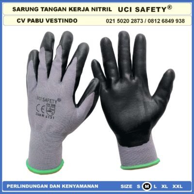 Uci Safety Electrical Coating Nitril Multitask Proyek Hitam Black Nitril engineering Bagunan Kerja - Gambar 6
