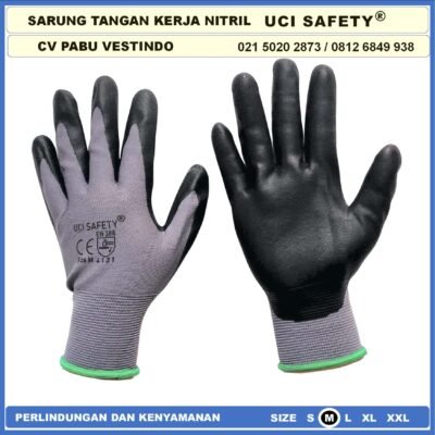 safety Gloves Multi Purpose Kerja Pabrik Hitam Black Nitril Electrical Bagunan Perkebunan Industri - Gambar 6