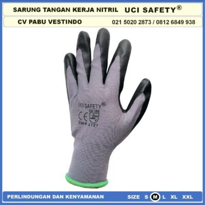 Sarung Tangan Uci Safety Anti Slip Nitril Greasy Multi Purpose Hitam Black En 388 4131 Pengaman kerja  Security - Gambar 7
