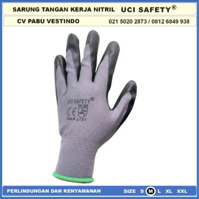 Sarung Tangan safety Gloves Nylon Nitrile Coating Nitril Uci Safety Multitask Kerja Greasy - Gambar 7