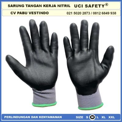 Sarung Tangan Grey/Abu abu Nitril Work Glove Nitrile Bengkel Safety Kerja Hitam Black Mechanical Coating Nitril - Gambar 6