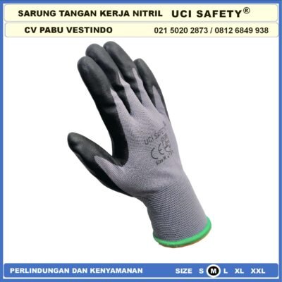 safety Gloves Bengkel Hitam Black Safety Kerja k3 Hse Coating Nitril Nitrile Nitril Uci Safety Anti Licin - Gambar 7
