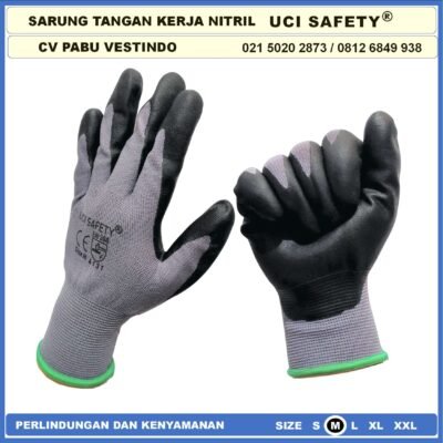 Sarung Tangan safety Gloves Nylon Nitrile Coating Nitril Uci Safety Multitask Kerja Greasy - Gambar 6