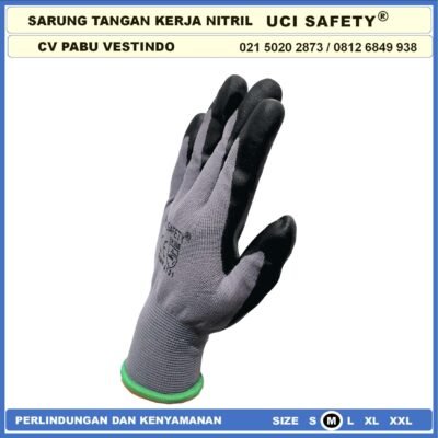 Uci Safety Pabrik Proyek En 388 4131 Hand Gloves Hitam Black Nitril Perkebunan Mekanik Anti Slip - Gambar 7