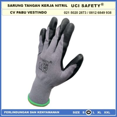 Uci Safety Pertambangan Industri Berkebun Anti Licin Nitril Hitam Black Sarung Tangan Bengkel Proyek - Gambar 7