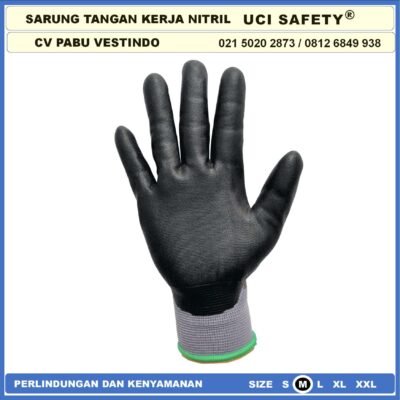 Uci Safety Nitrile Pertambangan Nitril Pengaman kerja  Work Glove Multitask Perkebunan Hitam Black Berkebun - Gambar 7