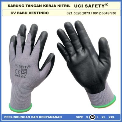 Sarung Tangan safety Gloves Nylon Nitrile Coating Nitril Uci Safety Multitask Kerja Greasy - Gambar 8