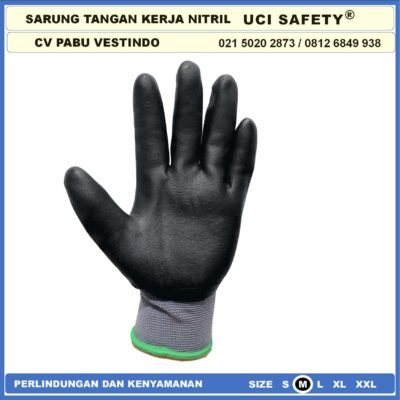 safety Gloves Anti Licin k3 Hse engineering Hitam Black Nitril Anti Slip Grey/Abu abu Electrical Teknik mesin - Gambar 6