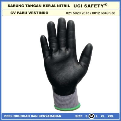 Uci Safety engineering Multi Purpose Hitam Black Tukang Ukuran M L XL Security Mechanical Nitril Nitrile - Gambar 7