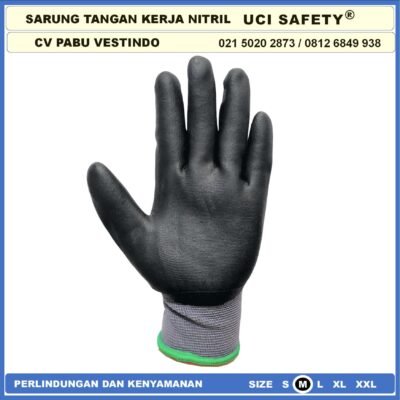 Uci Safety Electrical Coating Nitril Multitask Proyek Hitam Black Nitril engineering Bagunan Kerja - Gambar 7
