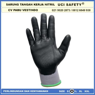 safety Gloves Hitam Black Bagunan Pertambangan Mekanik Pengaman kerja  Work Glove Multitask Nitril Perkebunan - Gambar 7