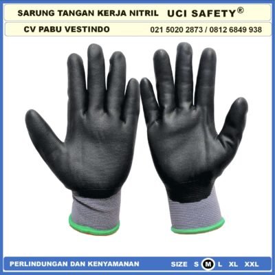 Sarung Tangan Uci Safety Anti Slip Nitril Greasy Multi Purpose Hitam Black En 388 4131 Pengaman kerja  Security - Gambar 6