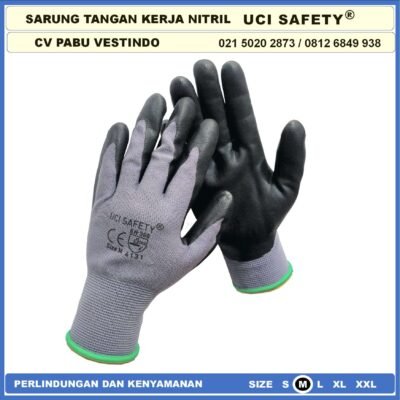 safety Gloves Hand Gloves Work Glove Mechanical Nitril Hitam Black Ukuran M L XL Security Teknik mesin engineering - Gambar 7